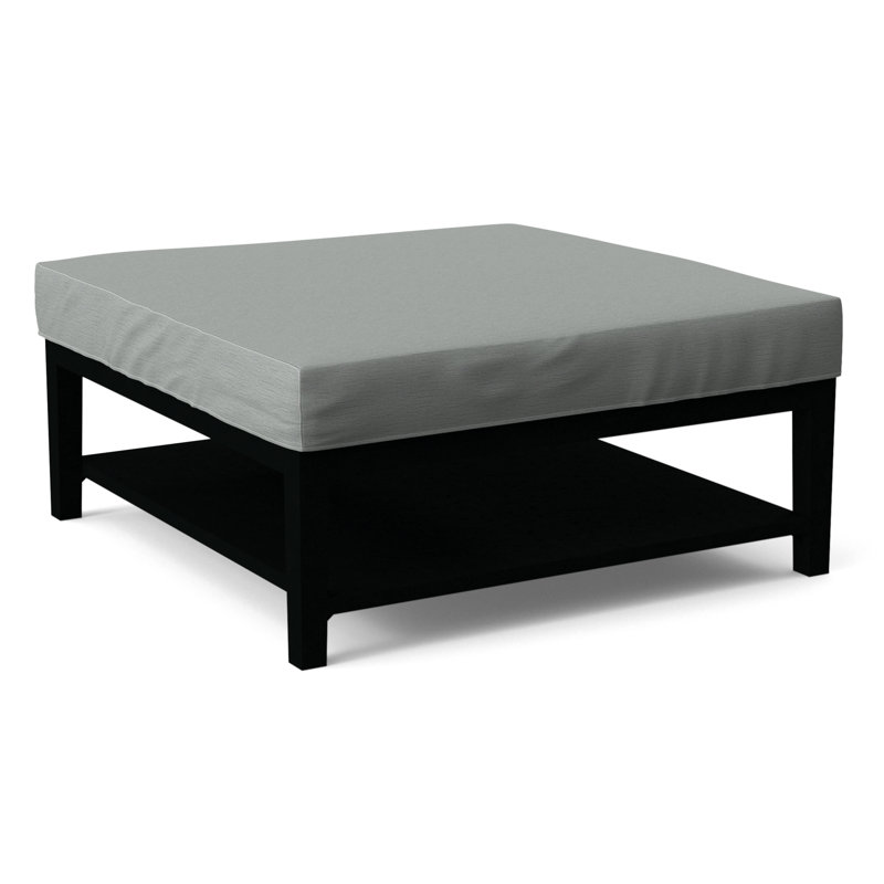 Hammond Square Ottoman, Green and Blue Stripe; 0252-54, Black Finish