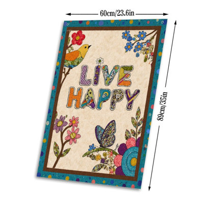 Drapeau Live Live Patchwork, pour intérieur et extérieur, 35 L x 24 l