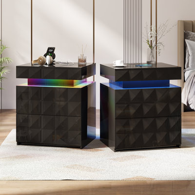 Table de chevet moderne avec lumières RVB (ensemble de 2)
