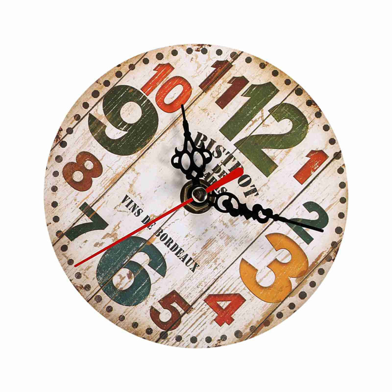 Horloge murale antique créative, style vintage, horloge ronde en bois, décoration pour la maison ou le bureau (#3)