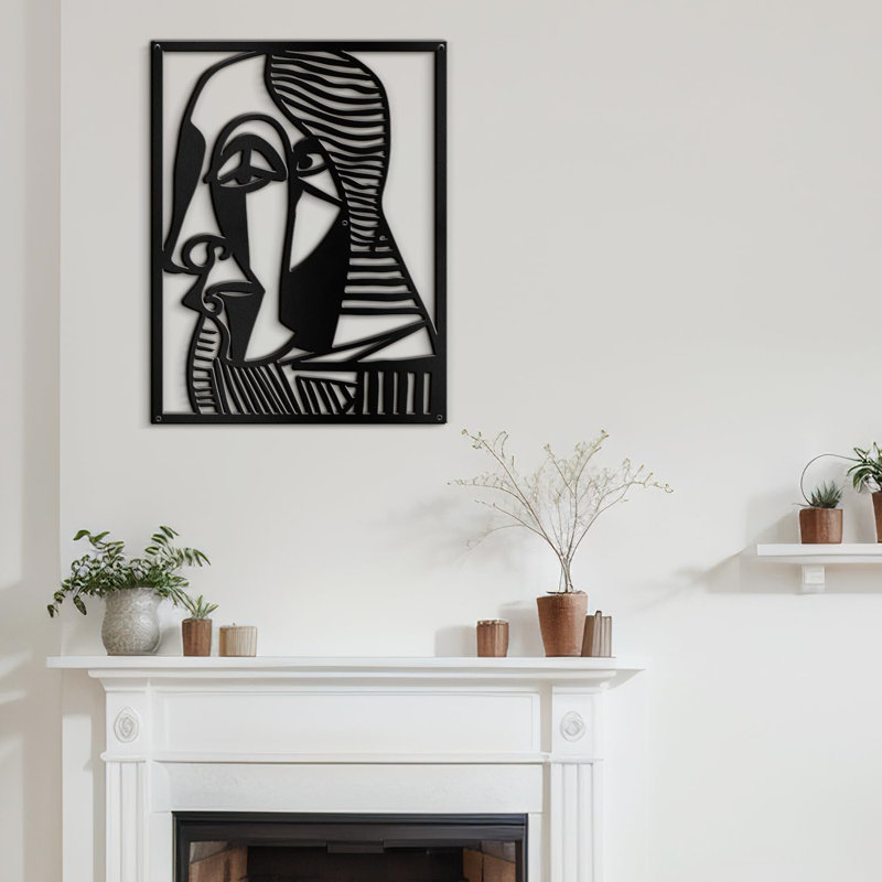 Décoration murale en métal, Noir, H 36 po x l 36 po x P 0,05 po