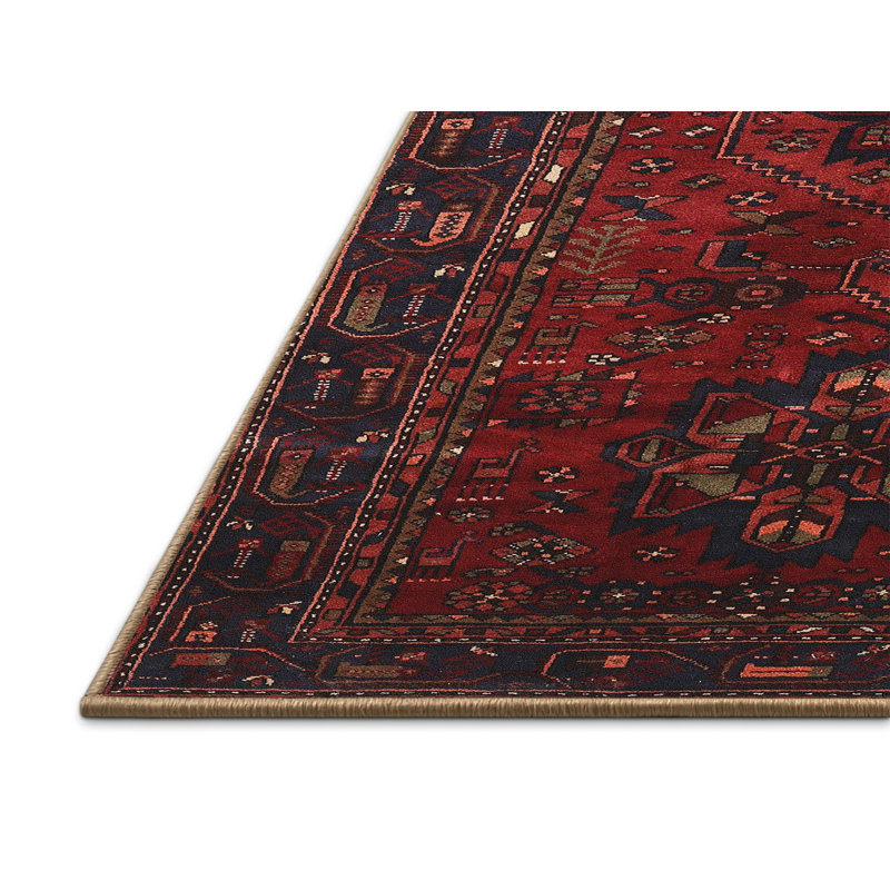 Tapis rouge / noir Southwestern, Rectangle 8 pi x 12 pi
