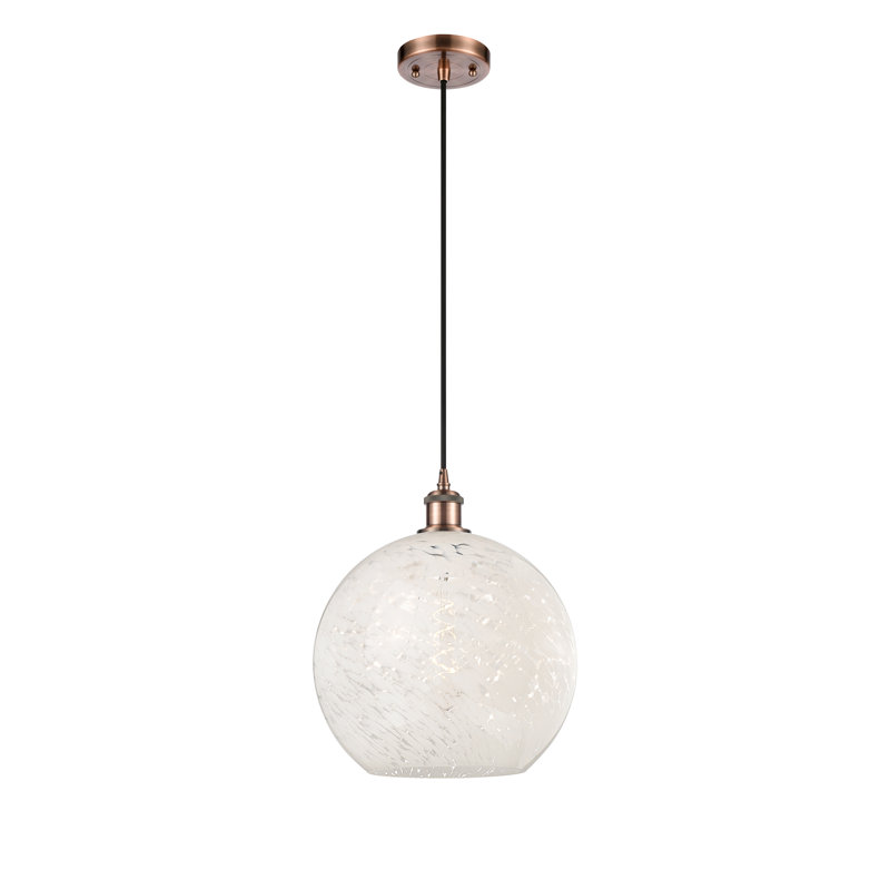 Luminaire suspendu 1 lumière Nathalie, H 13,5 po x l 12 po x P 12 po, Cuivre antique