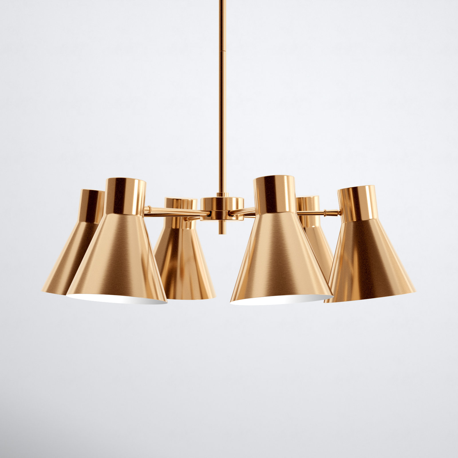 Anton 6 - Light Dimmable Cone Chandelier, Satin Brass