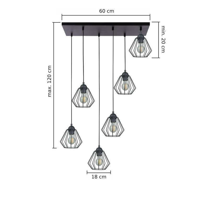 Alneisha 6 - Light Caged Pendant, Black