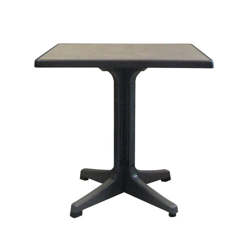 Grosfillex Omega Resin 32" Square Table, Metal Brushed, 32 x 32 x 29