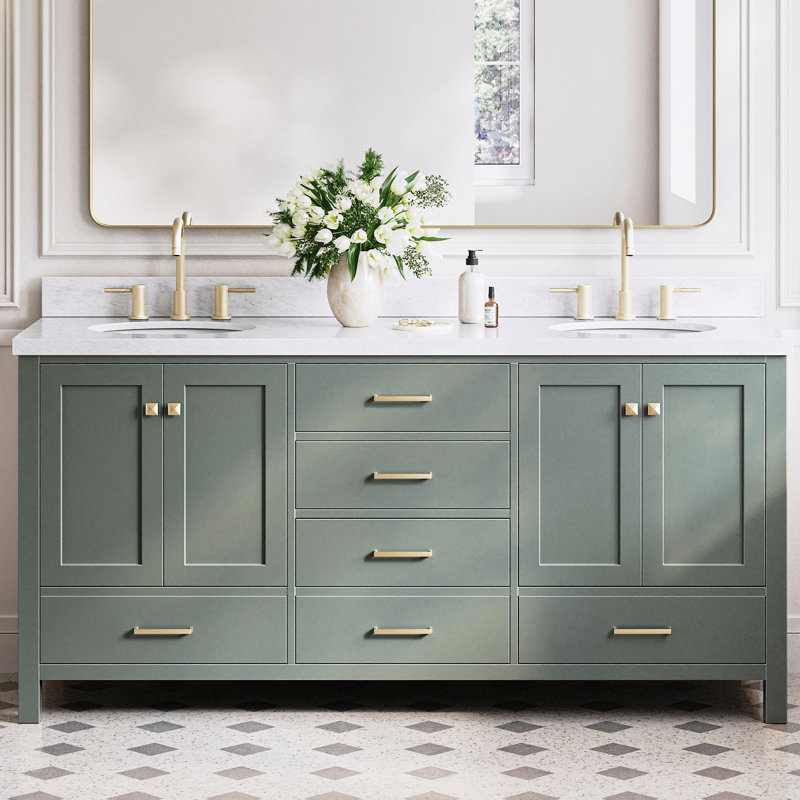 Amariani 73" Double Bathroom Vanity Set, Vintage Green