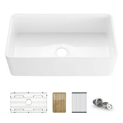 Pure 33" W Single Bowl Fireclay Farmhouse Kitchen Sink