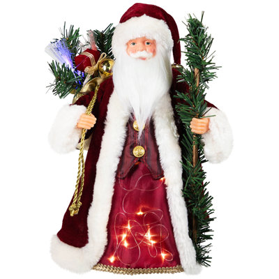 Lighted Color-Changing Fiber Optic Santa Claus Christmas Tree Topper - 12"