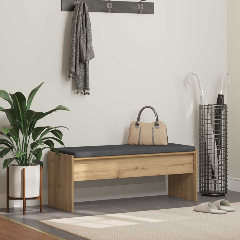 Upholstered Bench, 40cm H x 103cm W x 38cm D, Artisan Oak