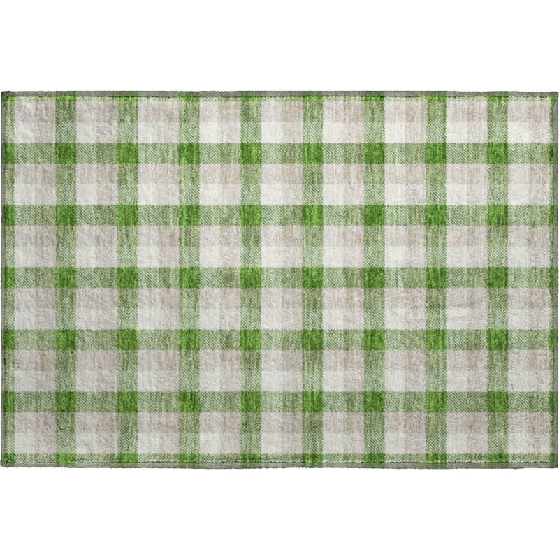 Premium Machine Washable Kian AMF1053 Plaid Rug, Rectangle 1'8" x 2'6"