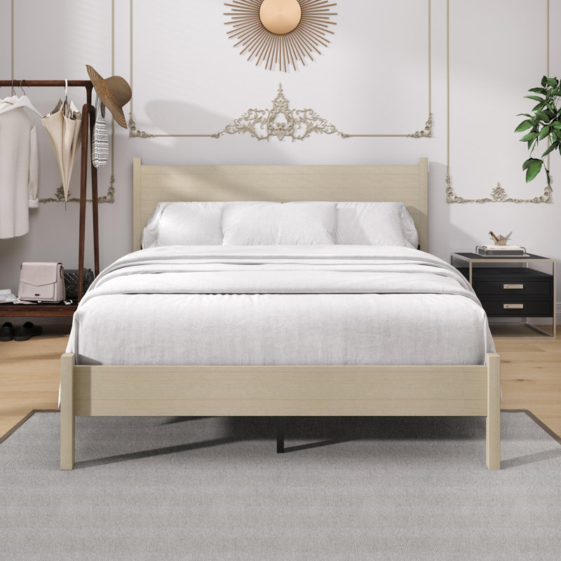 Lit plateforme simple Branford, Lit simple, Blanc antique