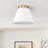 10" 1-Light Modern Brushed Brass Flush Mount With White Ribbed Glass Drum Shade For Hallways/ Stairwells /Dining Rooms-1144446969