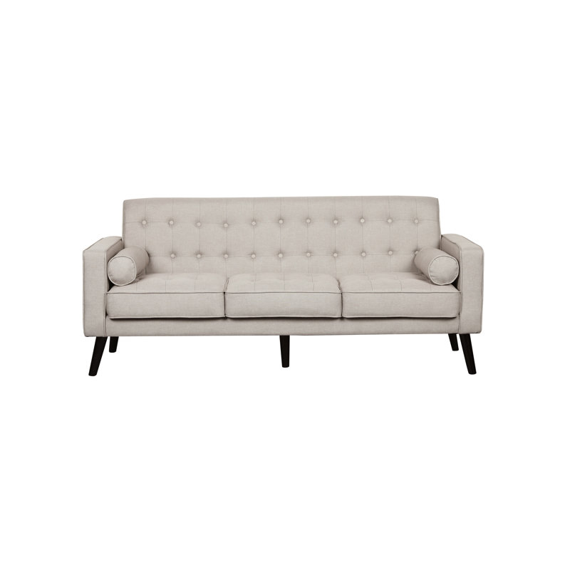 Benayah Upholstered 75.5'' Sofa, Beige/Light Gray 100% Linen
