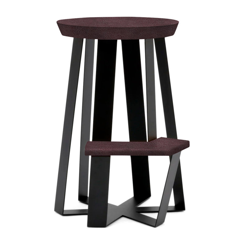 ARS Stool with Metal Frame, Burgundy