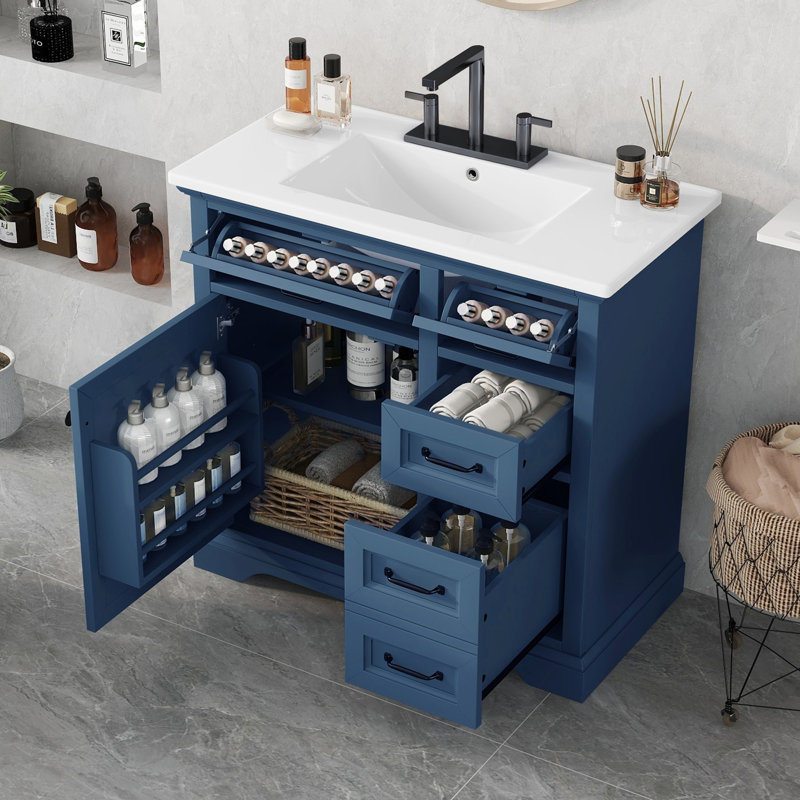 Reenata 36" Bathroom Vanity With Sink Combo, Blue Gray