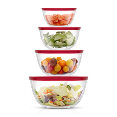 JoyFul 4 Glass Mixing Bowls with Lids