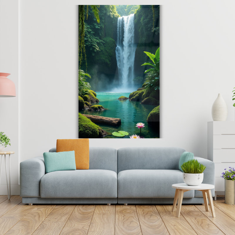 Art mural en verre trempé tropical, H 40 po x l 30 po