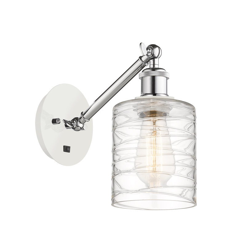 Shauna Armed Sconce, Incandescent, White and Polished Chrome