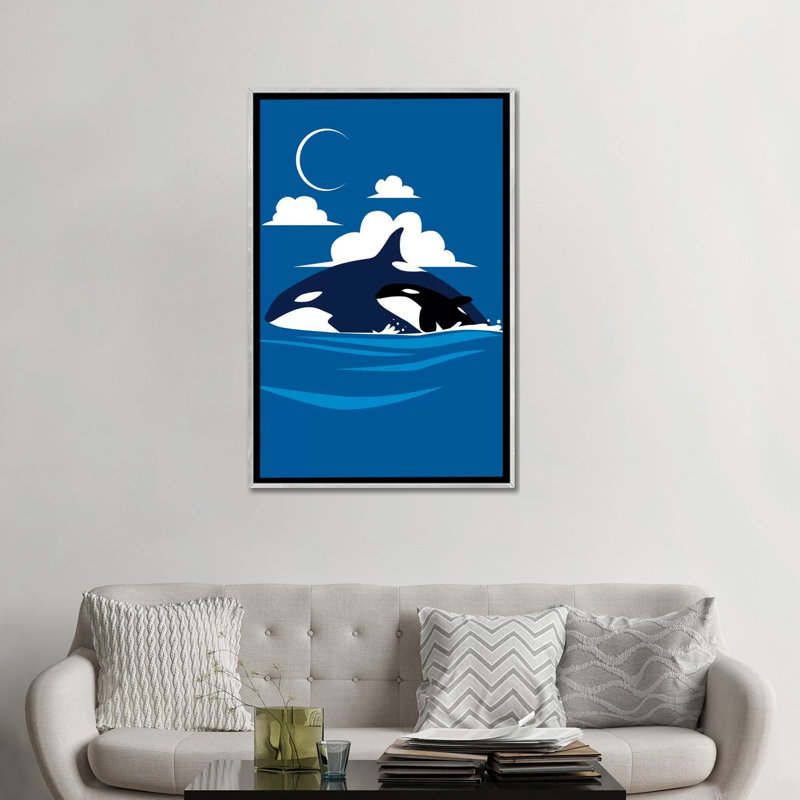«Killer Whale Family» par Alberto Perez - impression d'art graphique, Aucun mat, H 48 po x l 32 po x P 1,5 po