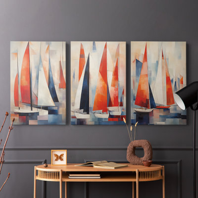 Sea and Shore  Series  C  -Premium Gallery Wrapped Canvas Set -Ready to Hang