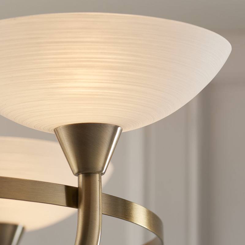 Montague Glass Semi Flush Mount, Antique Brass
