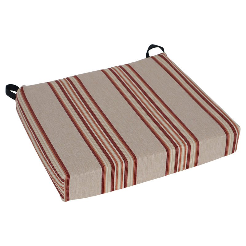 20-Inch By 19-Inch Woven Olefin Outdoor Chair Cushions (Set Of 2), Tan;Red;Orange;Multi-Colored Striped