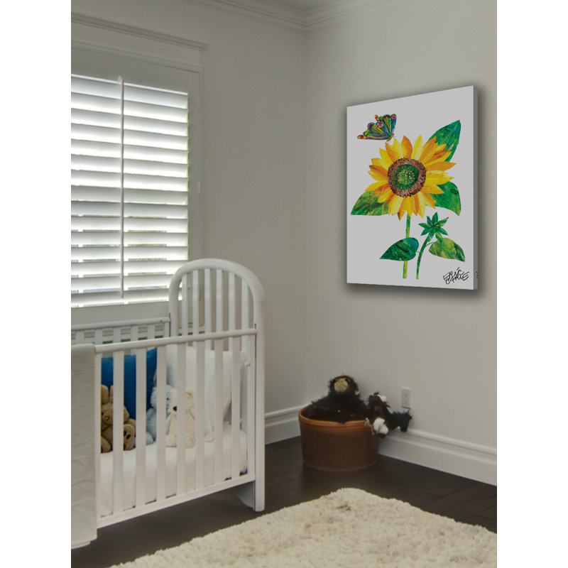 Butterfly and Sunflower - Painting on Canvas, 76cm H x 51cm W