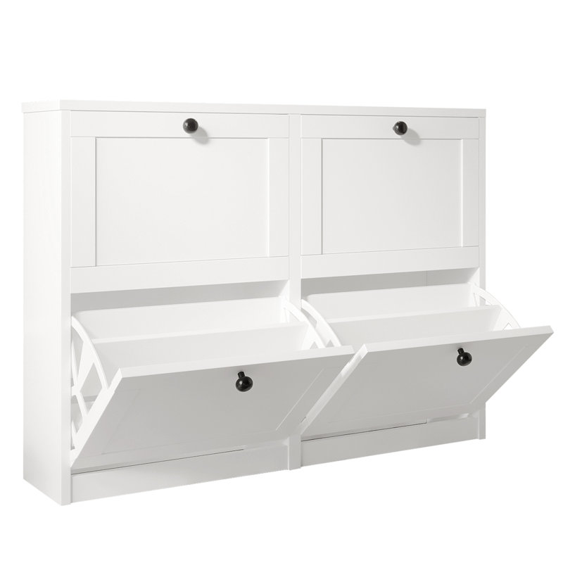 Armoire de rangement pour chaussures 16 paires, range-chaussures autoportant avec 4 tiroirs rabattables, range-chaussures pour entrée, couloir, salon
