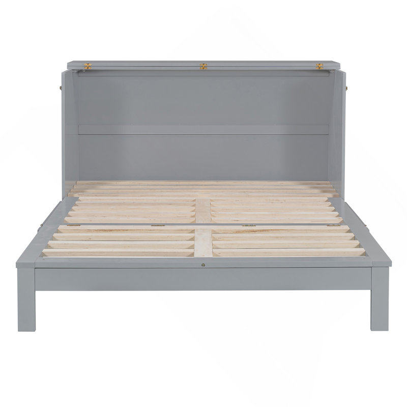 Grand lit escamotable gris avec tiroirs de rangement spacieux, Gris