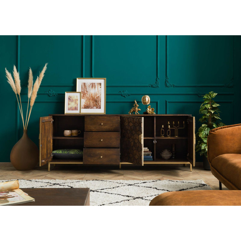 DIAMOND 194cm Solid Wood Sideboard, Brown