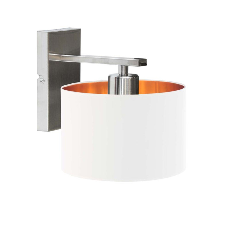 Atline Steel Armed Sconce, Silver, White