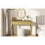Coiffeuse de luxe dorée avec miroir ovale et 3 tiroirs de rangement, parfait pour les bijoux de maquillage, console de meuble-lavabo de fabrication élégante de haute qualité, matériau
