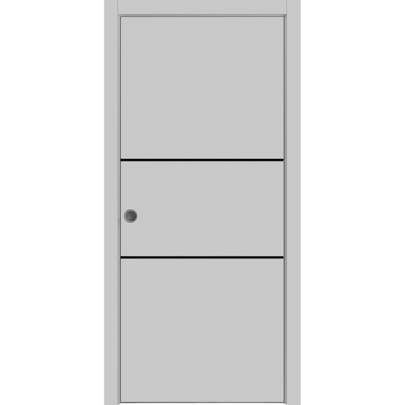 Portes françaises en bois massif massif, 30 po x 84 po, Gris mat