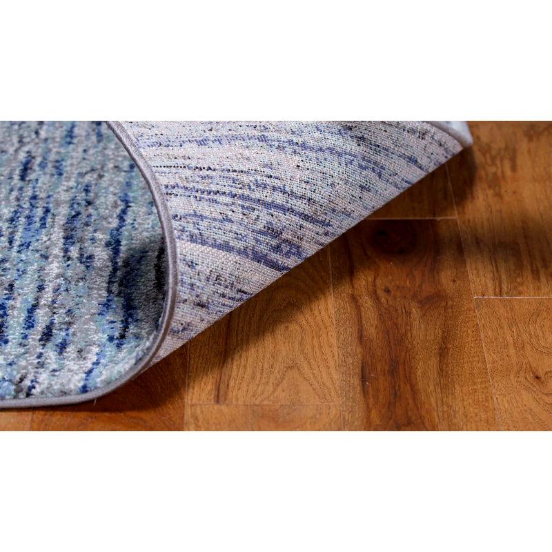 Celestial Spark Blue/Grey Hand-Knotted Synthetic Area Rug