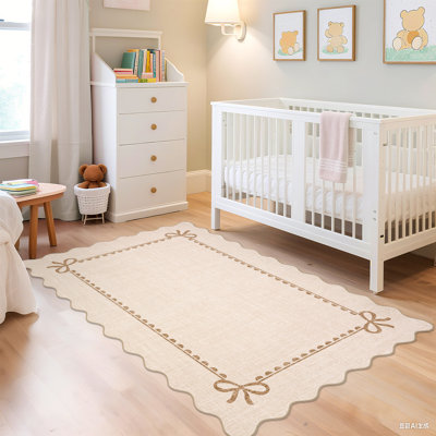 Tapis moderne à bords festonnés - Tapis doux, antidérapant et lavable - parfait pour le salon, la chambre à coucher, la chambre de bébé, le dortoir, le couloir, la salle de jeux