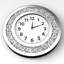 Crystal Crushed Diamond Mirrored Round Wall Clock 16X16x2 Inches For Wall Decoration Silver Glass Mirror Clock Sparkle Twinkle Bling Home Decor. AA Battery Is Not Included.