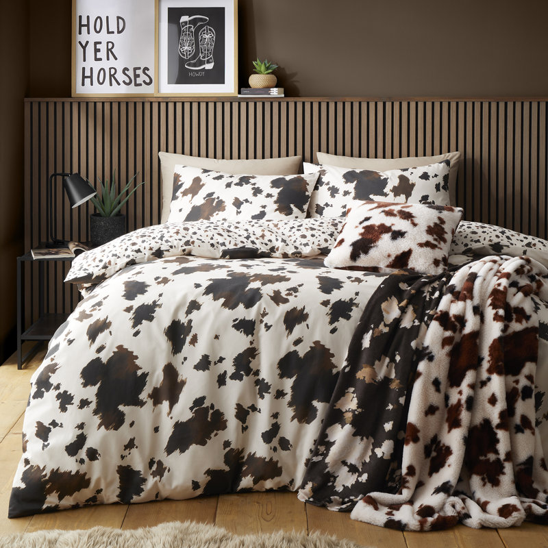 Cow Print Cotton Blend No Pattern Duvet Cover Set, Super King Bed (260 x 220 cm)