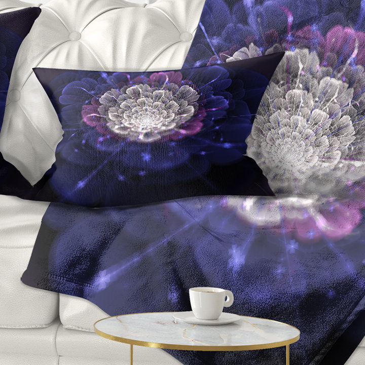 Coussin lombaire floral fractal, Bleu