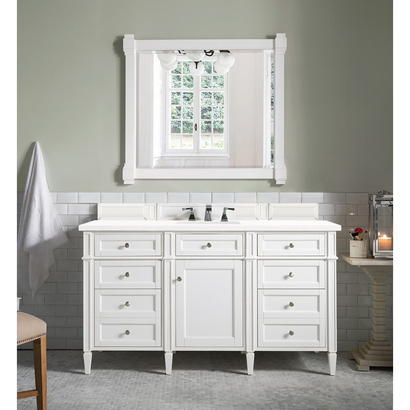 Brittany 60'' W Single Vanity, White Zeus, Bright White, 8" Widespread