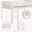 Lit simple mezzanine bas en bois avec échelle, blanc-129679647