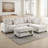 Roe 3Pc Sectional Sofa Set With Chaise, Ottoman, 2 Pillows-111572304