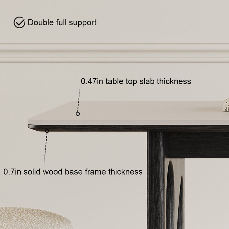 Table de salle à manger Pure White Rock Plate, H 29,52 po x L 62,99 po x l 31,49 po