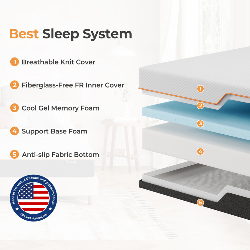 Matelas en mousse viscoélastique gélifiée, mousse confortable pour soulager la pression, soutien du corps, 10