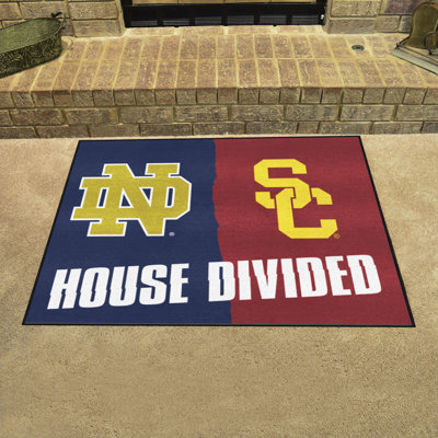 House Divided - Notre Dame / Southern Cal 42.5 in. x 33.75 in. Non-Slip Indoor Only Door Mat -  FANMATS, 20503