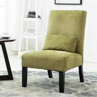 Fauteuil d'appoint contemporain sans accoudoirs en tissu chenille vert