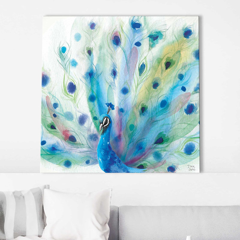 «Peacock Glory V» par Dina June, reproduction, Toile tendue, H 36 po x l 36 po x P 1,5 po