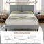 Base de lit grand format Kempst, cadre de lit plateforme grand rembourré avec tête de lit capitonnée à hauteur réglable, sommier robuste avec lattes de bois, aucun sommier requis, rangement sous le lit-63251647-89542123