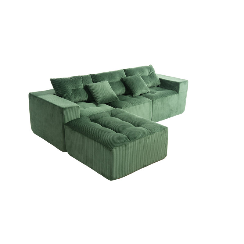 101" L-Shaped Modular Compression Sofa, Green