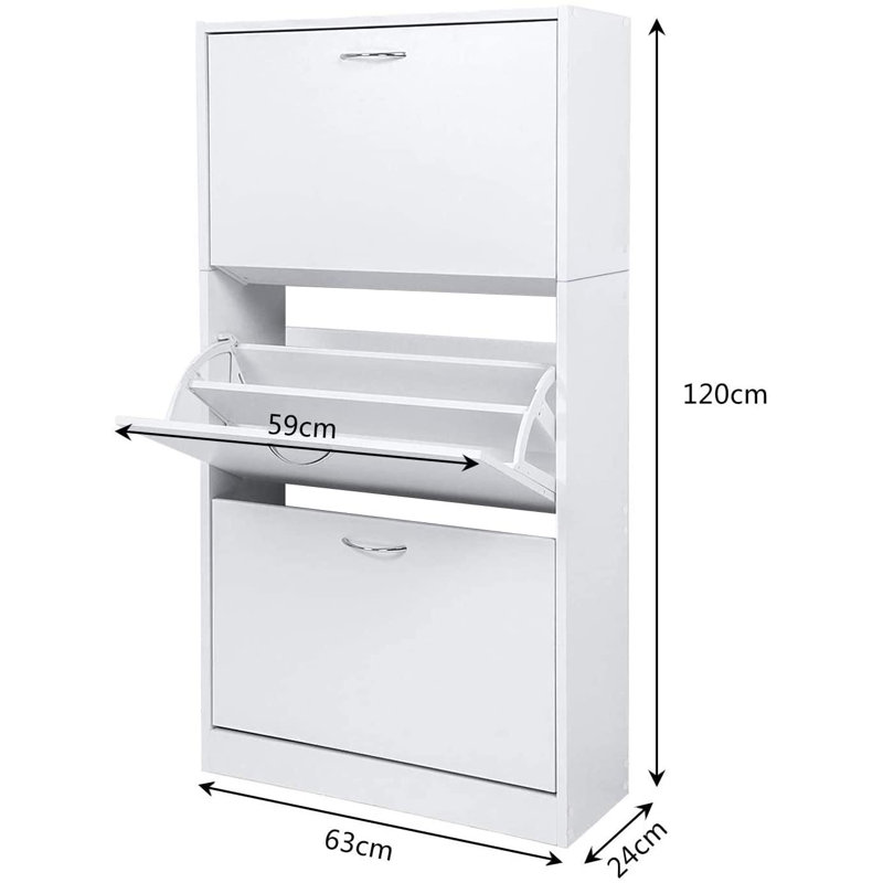 Shoe Racks 18 Pair Flip Down Shoe Storage, White